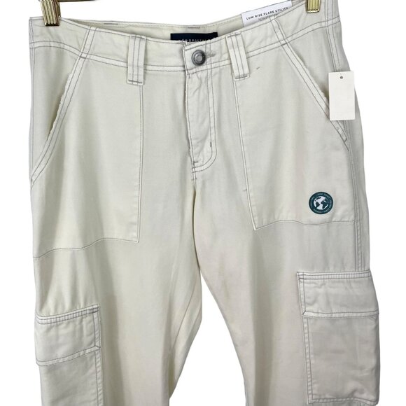 Aeropostale Womens Size 4 Cream Low RIse Utility Non Stretch Pants Aero - Picture 3 of 12